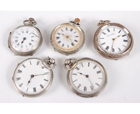 A lady's continental silver cased open faced pocket watch, having a jewelled white enamel dial and finely engraved case, 3.5c