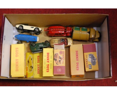 One box containing various Dinky Toys including Bedford refuse wagon, fire engine, post office telephones and various reprodu