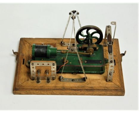 An early 20th century oak cased Electra stationary steam engine width 28cm