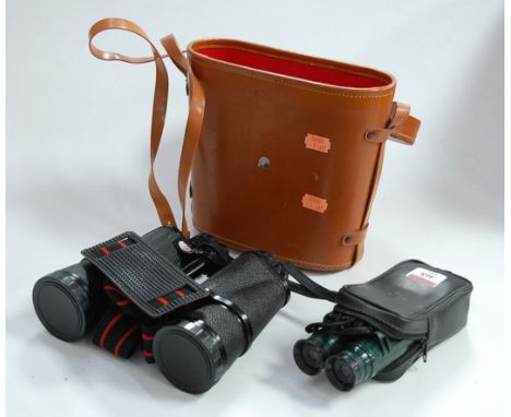 A pair of Zenith 10x50 field binoculars No. 17823 together with one other pair of sports glasses, both cased (2)