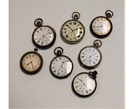 A circa 1900 continental silver cased open faced pocket watch having an enamel dial with Roman numerals and subsidiary second