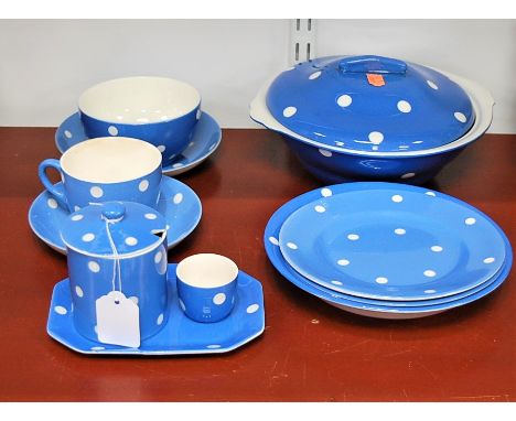 A small collection of T G Green tablewares in the Blue Domino pattern, to include tureen and cover, teacups and saucers etc, 