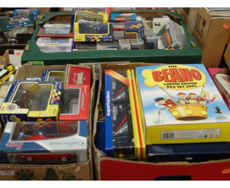 Four boxes of mainly modern issue diecast, to include Corgi Superhaulers Pickford removers vans, Lledo Beano limited edition 