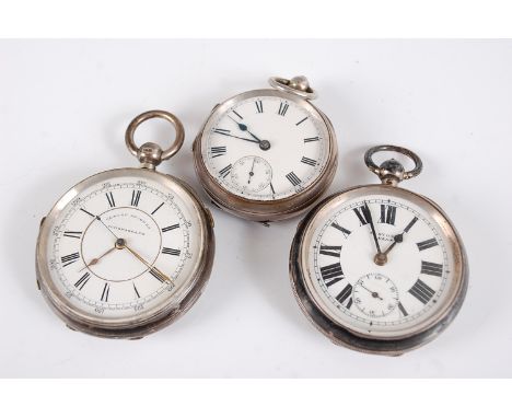 An Edwardian silver gent's open faced pocket watch, having engine turned case, keywind movement by H. Stone of Leeds, signed 