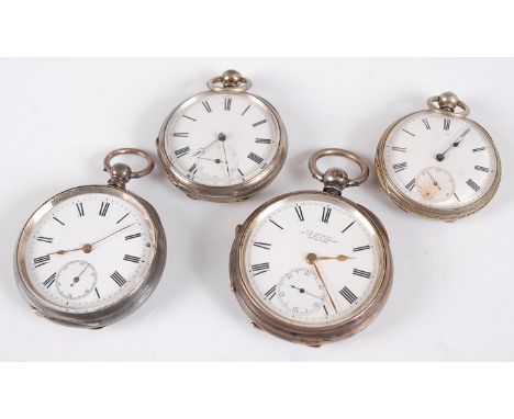 A late Victorian silver cased open faced gent's pocket watch by T. R. Russell of Liverpool, having keywind movement and signe