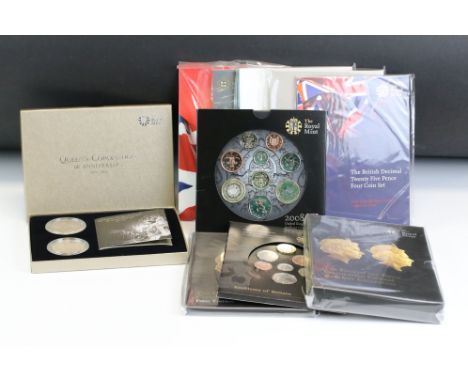 A collection of Ten Royal Mint coin sets to include year sets 2011, 2019, 2018, 2008, the 25p four coin set, the fourth circu