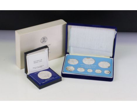 A coinage of Belize collectors solid sterling silver proof coin set together with a Barbados $10 dollar sterling silver proof