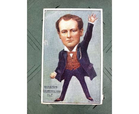 Postcards. A well-filled Edwardian album containing approx. 600-700 postcards, to include an early cartoon portrait of Winsto