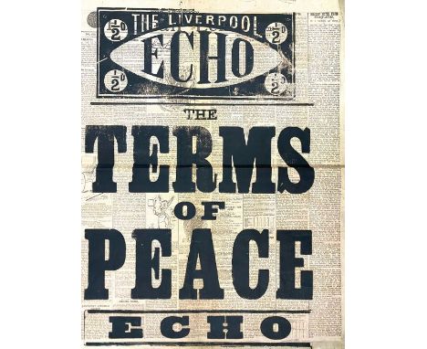 A miscellaneous collection of ephemera to include a Liverpool Echo poster, May 1902, declaring 'The Terms of Peace' [Treaty o