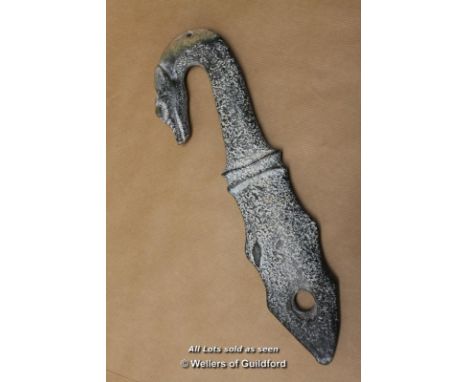 A Chinese hardstone ornamental item carved as a goose, 35.5cm long.