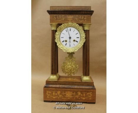 *Charles X Rosewood Inlaid And Gild Metal Mounted Portico Clock [LQD 117]