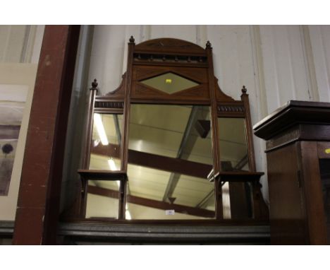 An Edwardian satinwood overmantel mirror 
