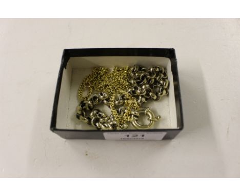 An Albert chain; and a rolled gold necklace