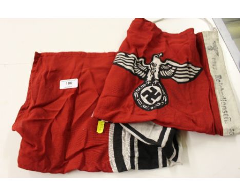 A German WW2 Reich flag with various stamping to the Lanyard