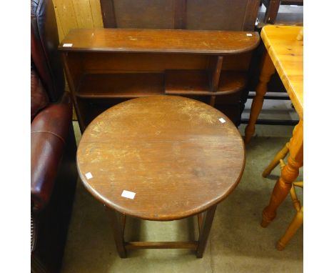 An Art Deco oak open bookcase and an occasional table 