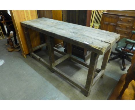 A vintage pine workbench
