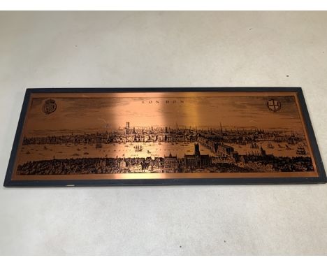 A copper etching of central London by Bayer Leverkusen. W:68cm x H:24.5cm