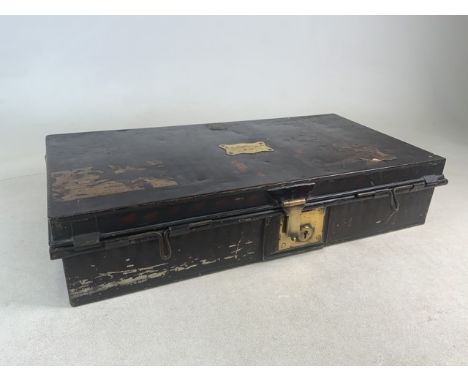 An early 20th century, possibly WW2, Royal Navy metal trunk by Gieve Matthews & Seagrove. Plaque engraved with E.G.N Rushbroo
