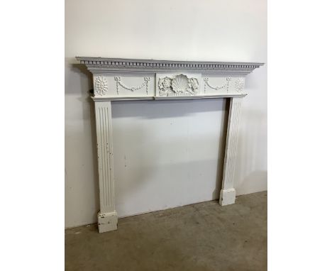 A white painted Georgian style fire surround. W:140cm x D:17cm x H:127cm