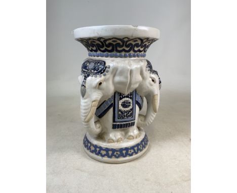 A ceramic elephant jardiniere. W:30cm x D:30cm x H:45cm