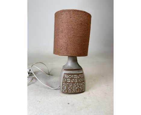 A St Piran pottery table lamp. H:34cm with shade. H:18cm- base. 