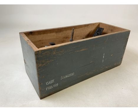 A pine railway box with tools.
