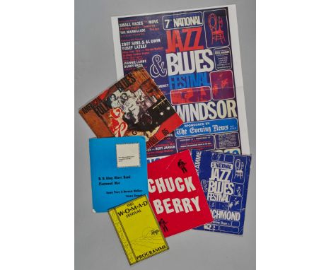 Five vintage concert programmes consisting of Chuck Berry, The BB King Blues Band, The 5th National Jazz and Blues Festival R