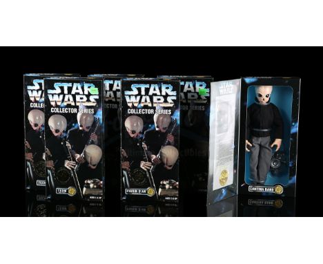 KENNER - Sealed. Six 12" figures including Nalan, Dookk Na'ta, Tech, Figrin D'an, Ickabel and Tedn. Five boxes display green 