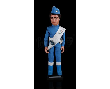 UNKNOWN - Replica Scott Tracy puppet dressed in blue Thunderbird 1 uniform with matching hat and white holster. Removable res