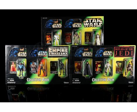 KENNER - Three figure collector packs for A New Hope, The Empire Strikes Back and Return of the Jedi. Good - Minor creasing. 