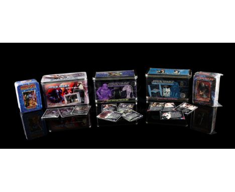 METALLIC IMPRESSIONS - Five tins of limited edition metal collectors cards. The two smaller tins remain in their original pla