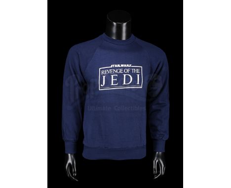LUCASFILM - The navy sweatshirt was issued to the crew of "Revenge of the Jedi" before its subtitle was changed to Return of 
