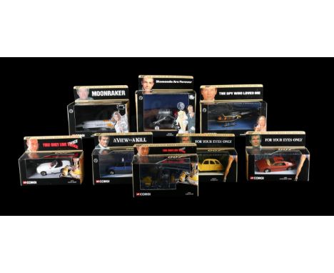 CORGI - Eight 1:36 scale vehicles from the 007 Definitive Bond Collection. All in original packaging. Good. Dimensions: 18 cm