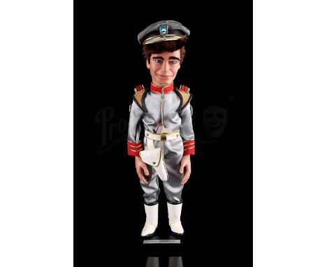 UNKNOWN - 1:1 scale replica Troy Tempest puppet dressed in grey W.A.S.P uniform with matching hat and white holster. Displaye