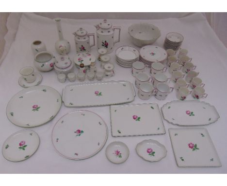 Augarten Wien Viennese Rose tea and coffee set to include plates, bowls, dishes, coffee pot, teapot, cups and saucers (72)