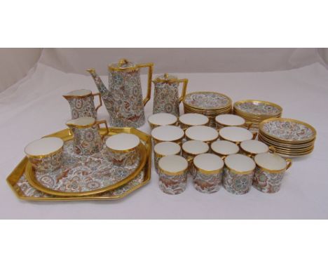 Halcyon Days tea and coffee service to include teapot, coffee pot, milk jug, sugar bowl, plates, cups and saucers (44)