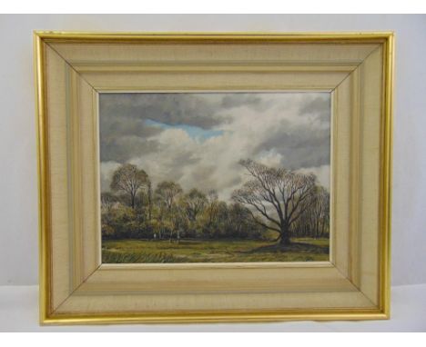 Mane a pair of signed framed oils on panel of country landscapes, 30.5 x 40.5cm each