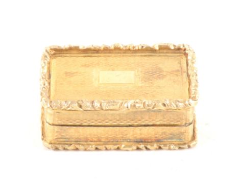 A George IV silver-gilt vinaigrette with grille and sponge, Robert Mitchell, Birmingham 1823, engine turned with cast rims, a