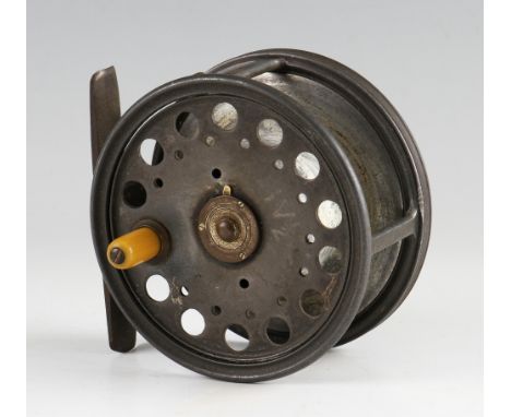 Interesting Hardy Silex No.2 Alloy Customised Salmon Fly reel: 4.25" x 2"wide drum customized model with only one handle, rim