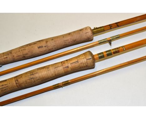 Milward's Split Cane Fly Rods (2):  "Troutrover" 8ft 3ins 2pc split cane line #5. Bridge butt guide, snake guides and unlined