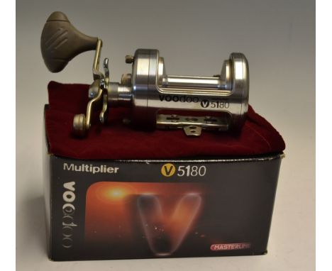 Masterline Voodoo V1580 Multiplier bait casting reel in makers box - one piece aluminium frame, with star drag, large rubber 