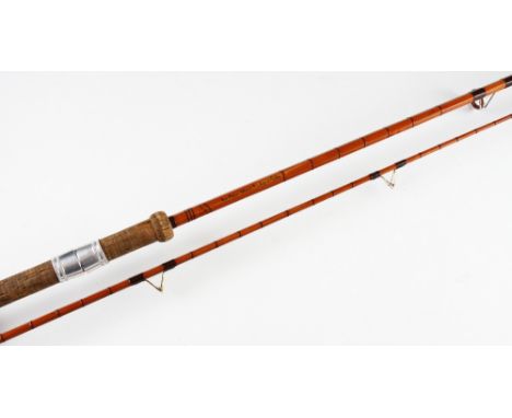 Fine R Chapman "The Peter Stone Ledgerstrike" rod:10ft 2in 2pc split cane rod with red agate lined butt ring and white cerami