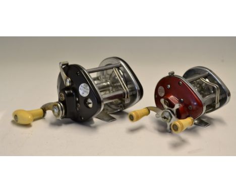 2x vintage Ocean City USA level wind multiplying bait casting reels -2x Ocean City True-Temper 923c and 944 with red plates, 
