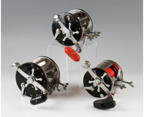 3x vintage Penn salt water reels - Penn Long Beach 66; Penn 309 Level Wind and Penn Jigmaster 505HS - all with stainless stee