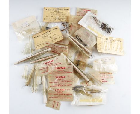 Fishing Lures - large collection of Illingworth Scarab Tackle - many in the original packets and makers slip on cardboard tub