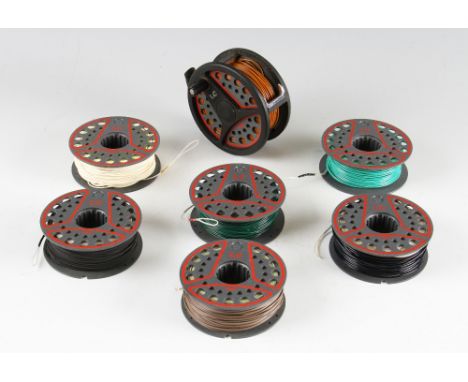Leeda trout fly fishing reel and 6x spare spools with line (7): Leeda LC 100 (3.5"dia) light weight trout fly reel with "U" s