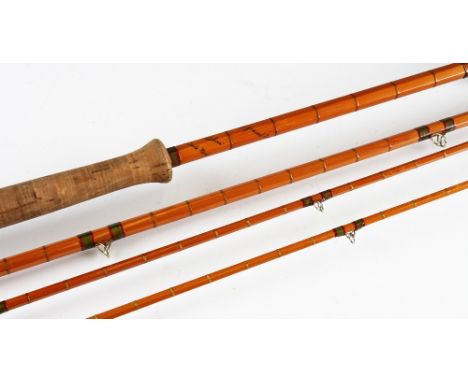 Fine Hardy "The L.H.R Greased Line" Palakona salmon fly rod: 13ft 3pc split cane rod with spare tip, clear green whipped guid