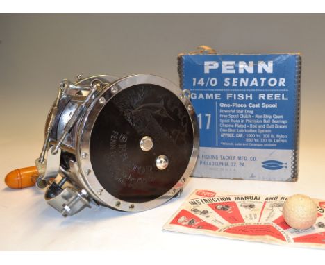 PENN SENATOR 14/0 BIG GAME REEL - stainless steel frame with Bakelite end plates, on/off check, star drag, large light staine