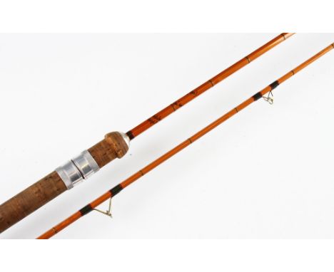 Good "The Hardy Wanless" Palakona Rod:  6ft 10in 2pc split cane rod 7/8lb - with dark green whipped guides with red tips and 