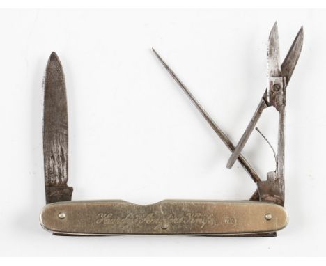 Early Hardy's Anglers Knife No.1 - compact pen knife c/w 3 folding tools to incl a blade, scissors and stiletto - all origina